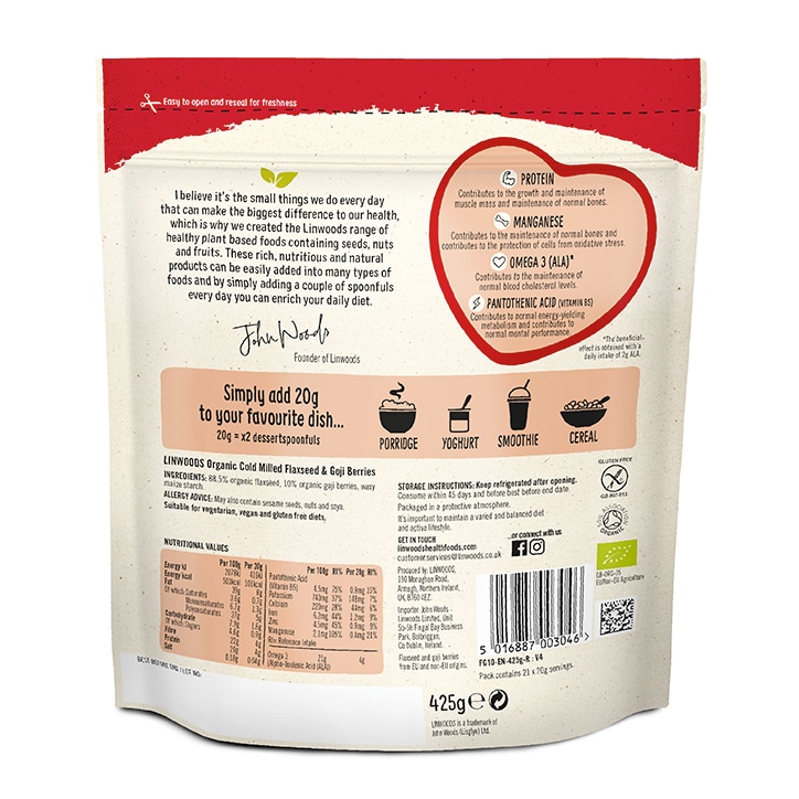 Linwoods Milled Flaxseed & Goji Berries 425g